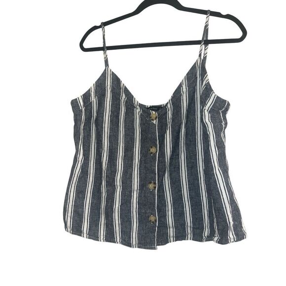 ✨Abercrombie Striped Linen Button Front Sz Large Tank✨ - Picture 4 of 7